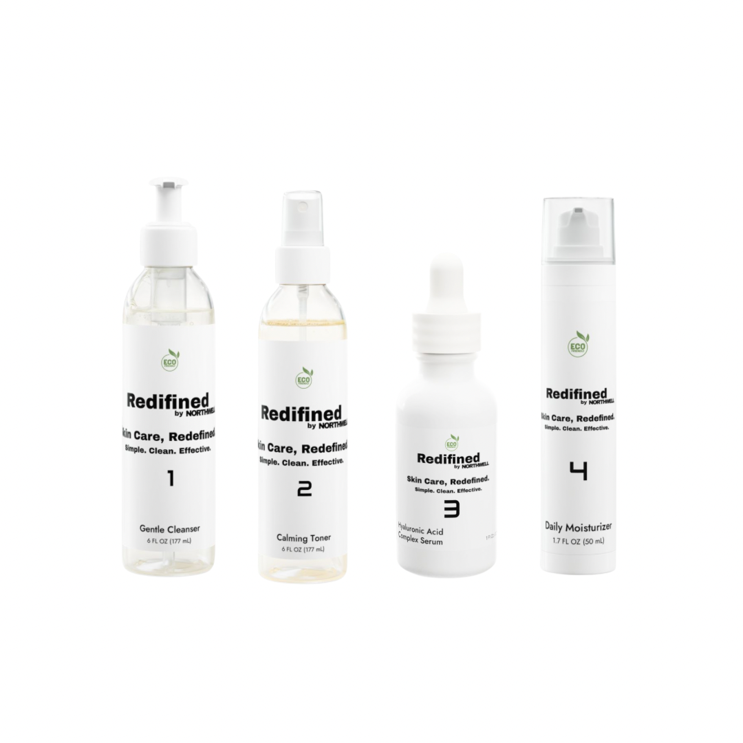 4-Step Skincare Bundle: Gentle Cleanser, Calming Toner, Hyaluronic Acid Complex Serum, Daily Moisturizer (Free Shipping)