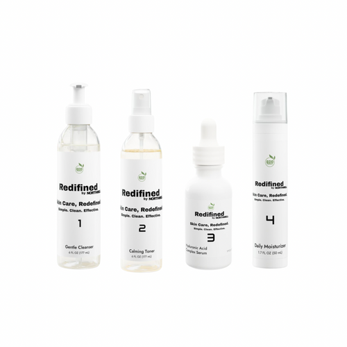 4-Step Skincare Bundle: Gentle Cleanser, Calming Toner, Hyaluronic Acid Complex Serum, Daily Moisturizer (Free Shipping)