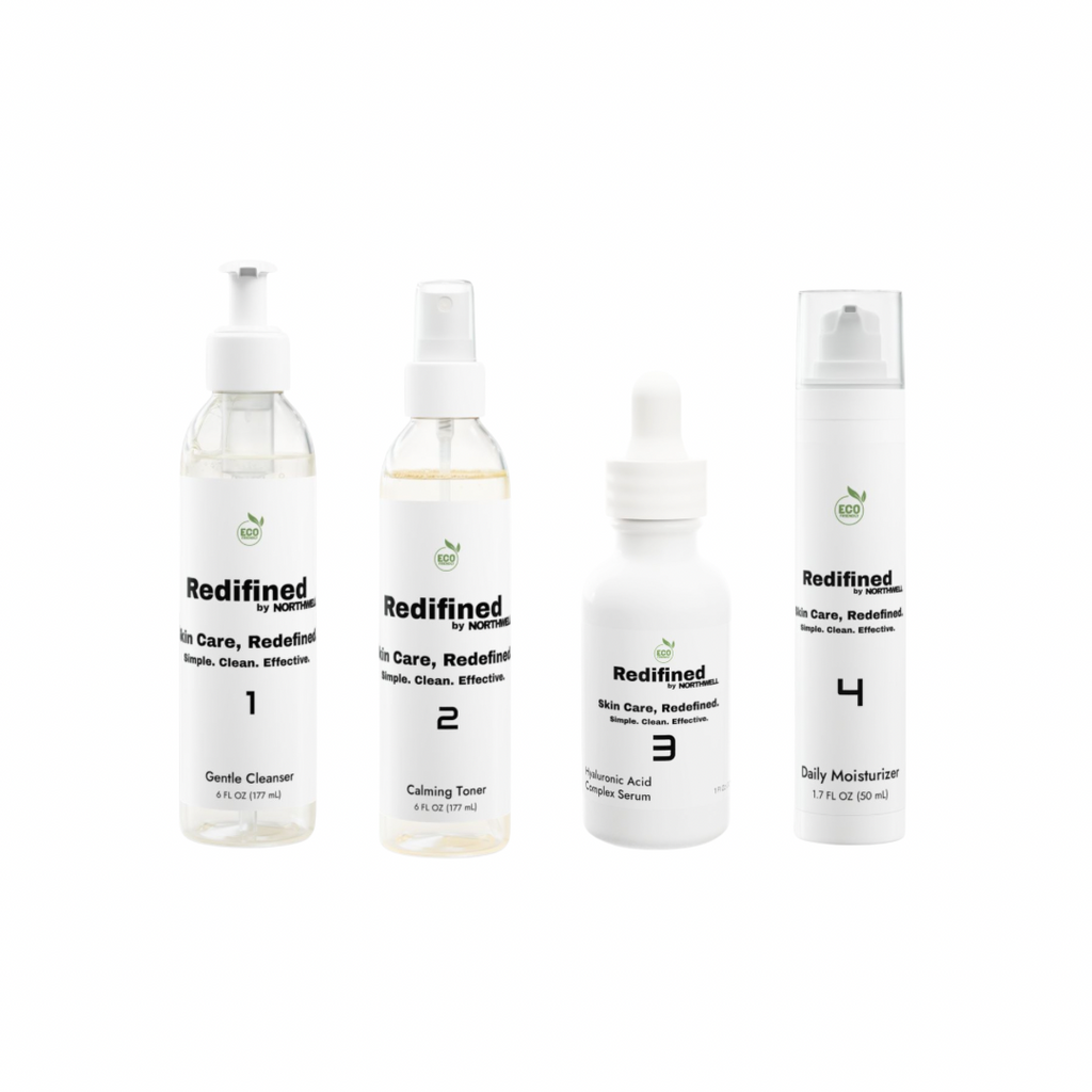 4-Step Skincare Bundle: Gentle Cleanser, Calming Toner, Hyaluronic Acid Complex Serum, Daily Moisturizer (Free Shipping)